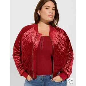 Torrid Red Velvet Bomber Jacket 1x New
